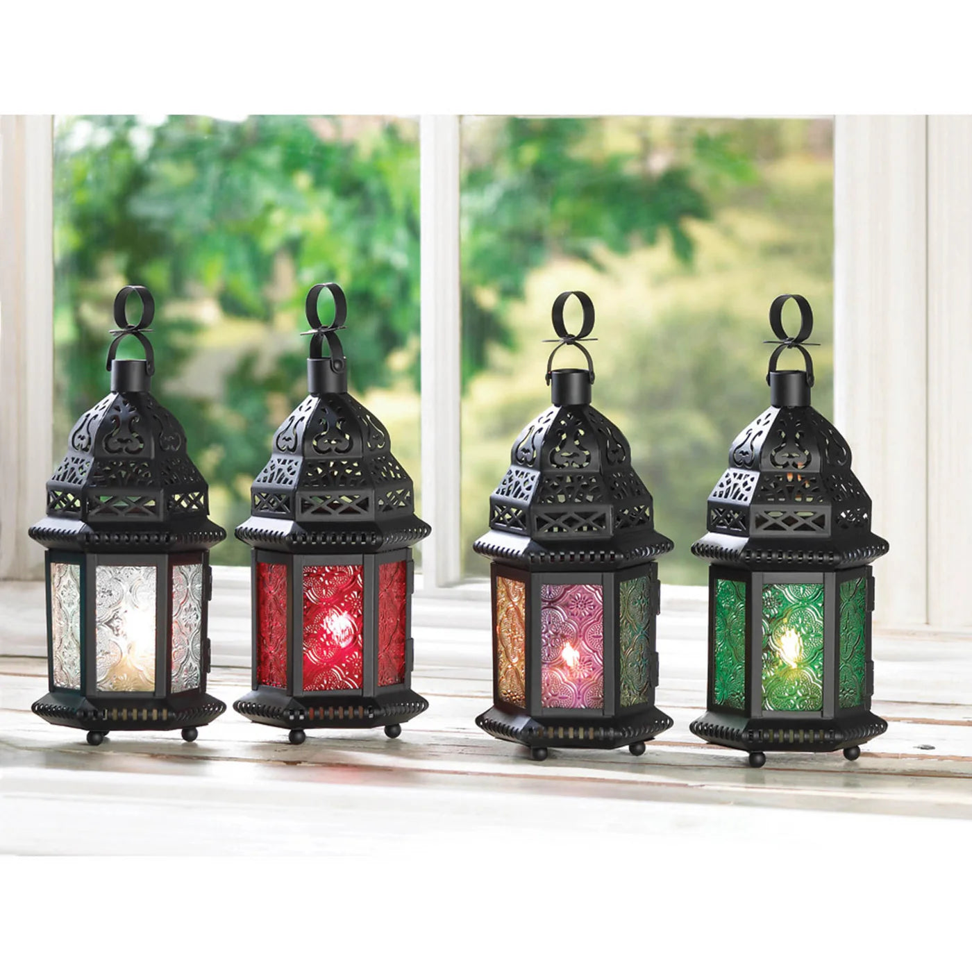 GREEN GLASS MOROCCAN LANTERN