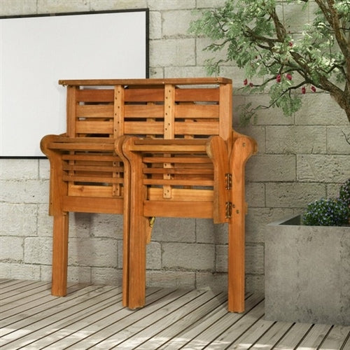 Farm Home Folding 2 Seater Garden Eucalyptus Bench image 3