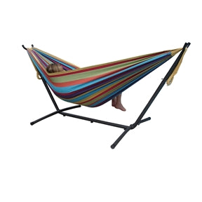 Tropical Fabric Double Hammock with 9-Foot Steel Stand image 2