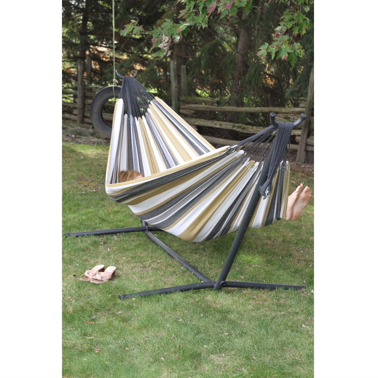Desert Moon Pattern Cotton Hammock with 9-FT Steel Stand image 2