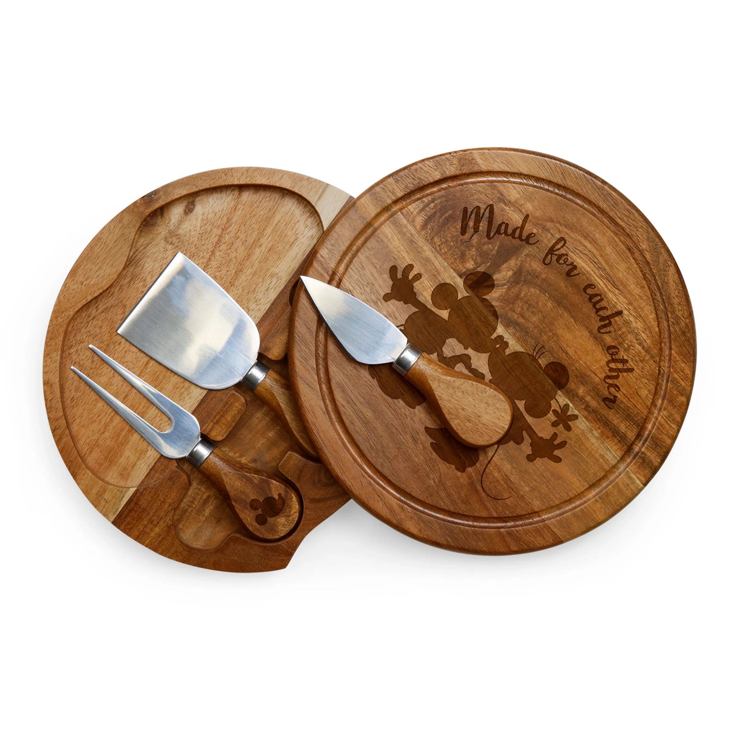 Mickey & Minnie Mouse - Acacia Brie Cheese Cutting Board & Tools Set