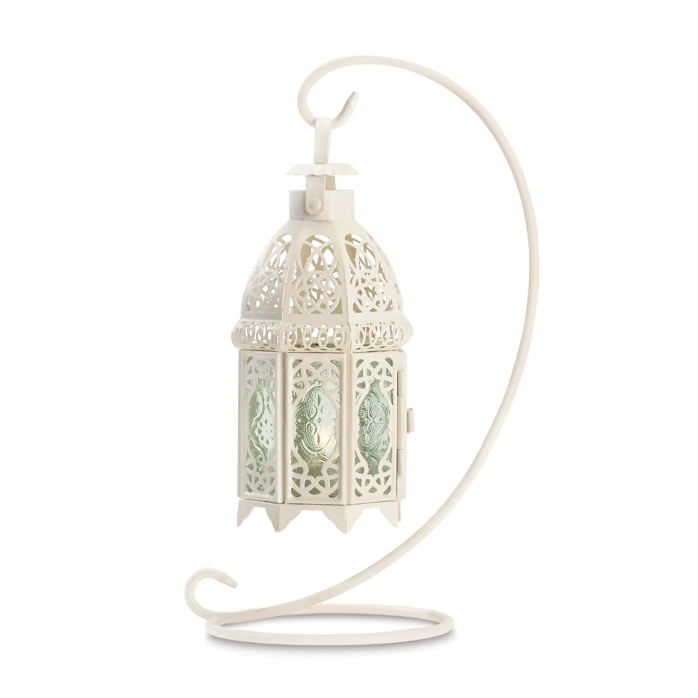 White Fancy Candle Lantern with Stand image 0