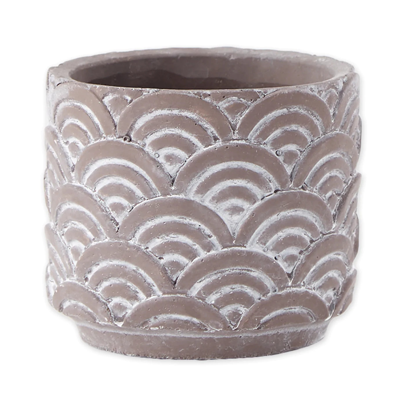Black Scalloped Cement Flower Pot Set/2 image 2