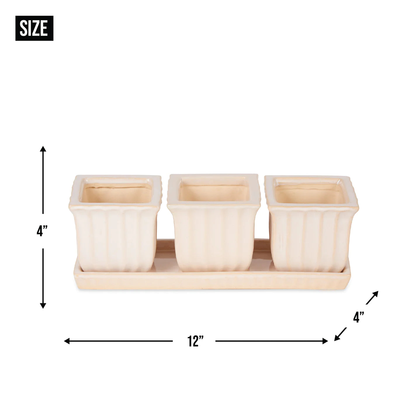 Blue Square Ceramic Small Planter Set of 3 image 4