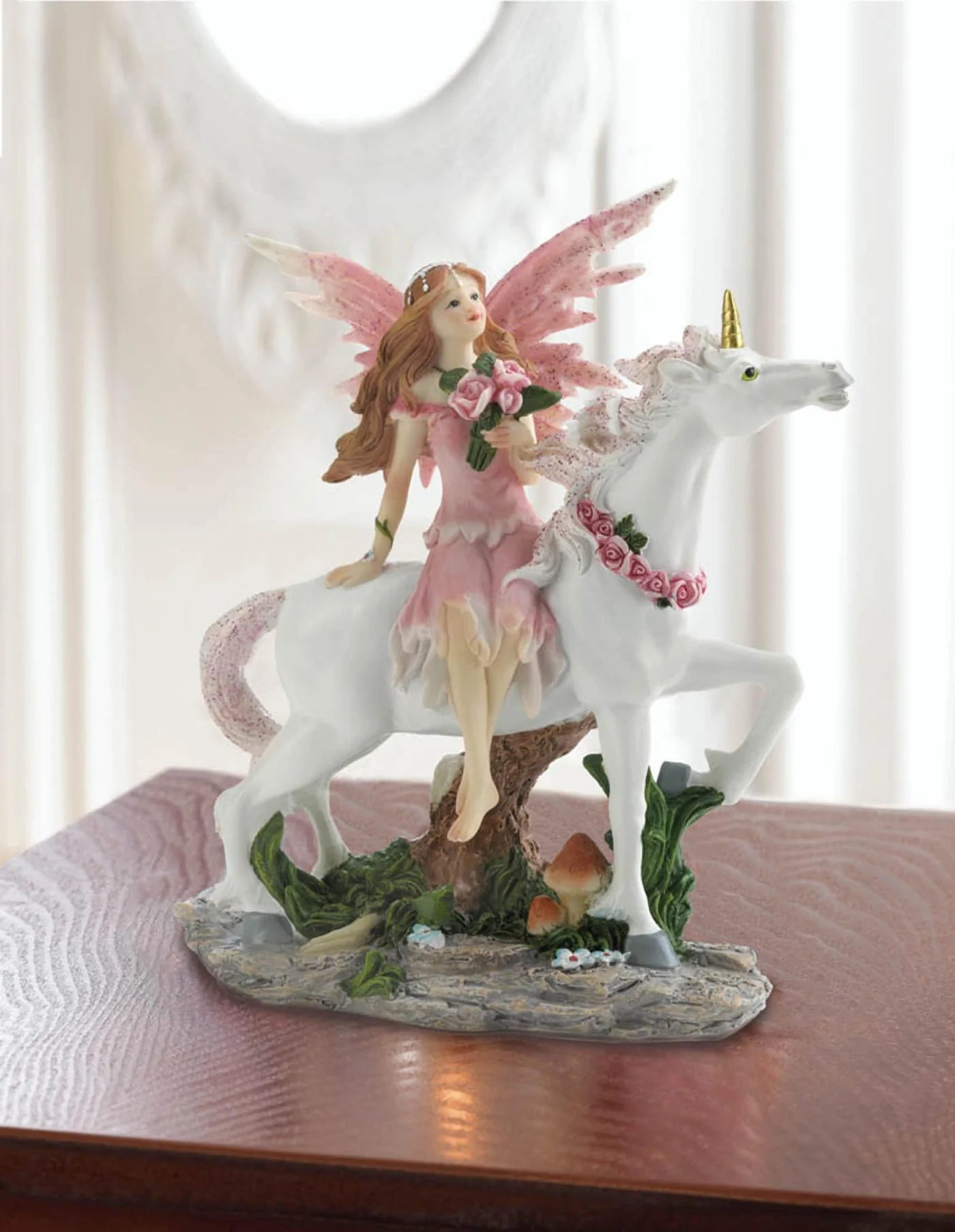 Pink Fairy with Unicorn Figurine image 2