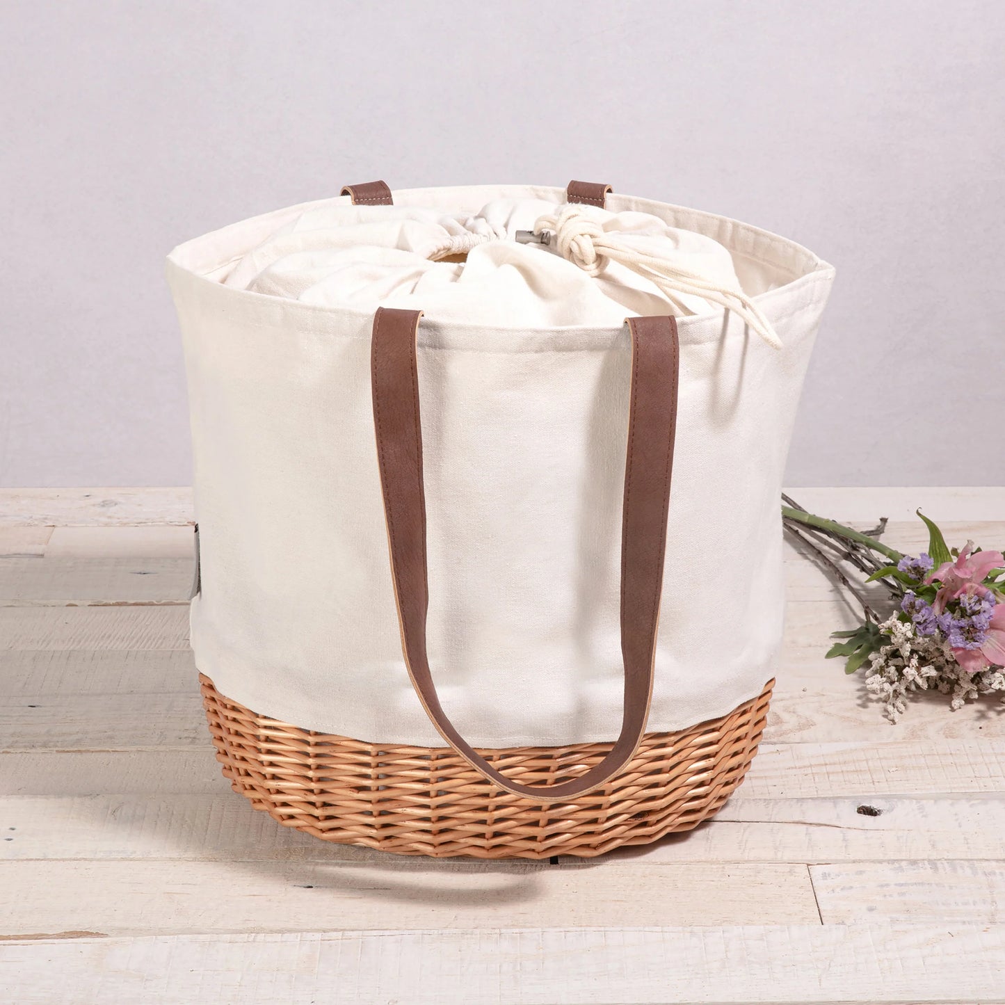 Coronado Canvas and Willow Basket Tote image 0