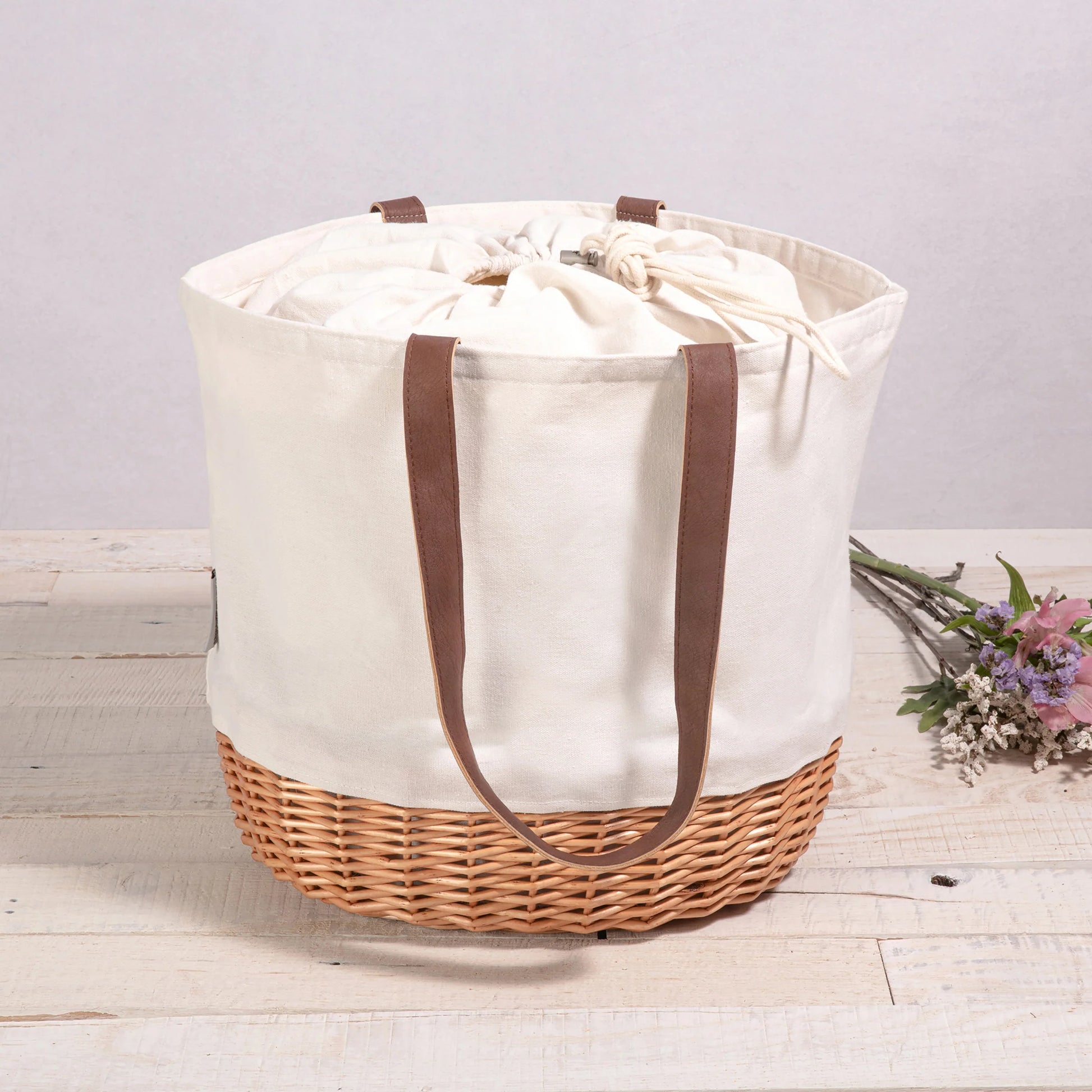 Coronado Canvas and Willow Basket Tote image 0