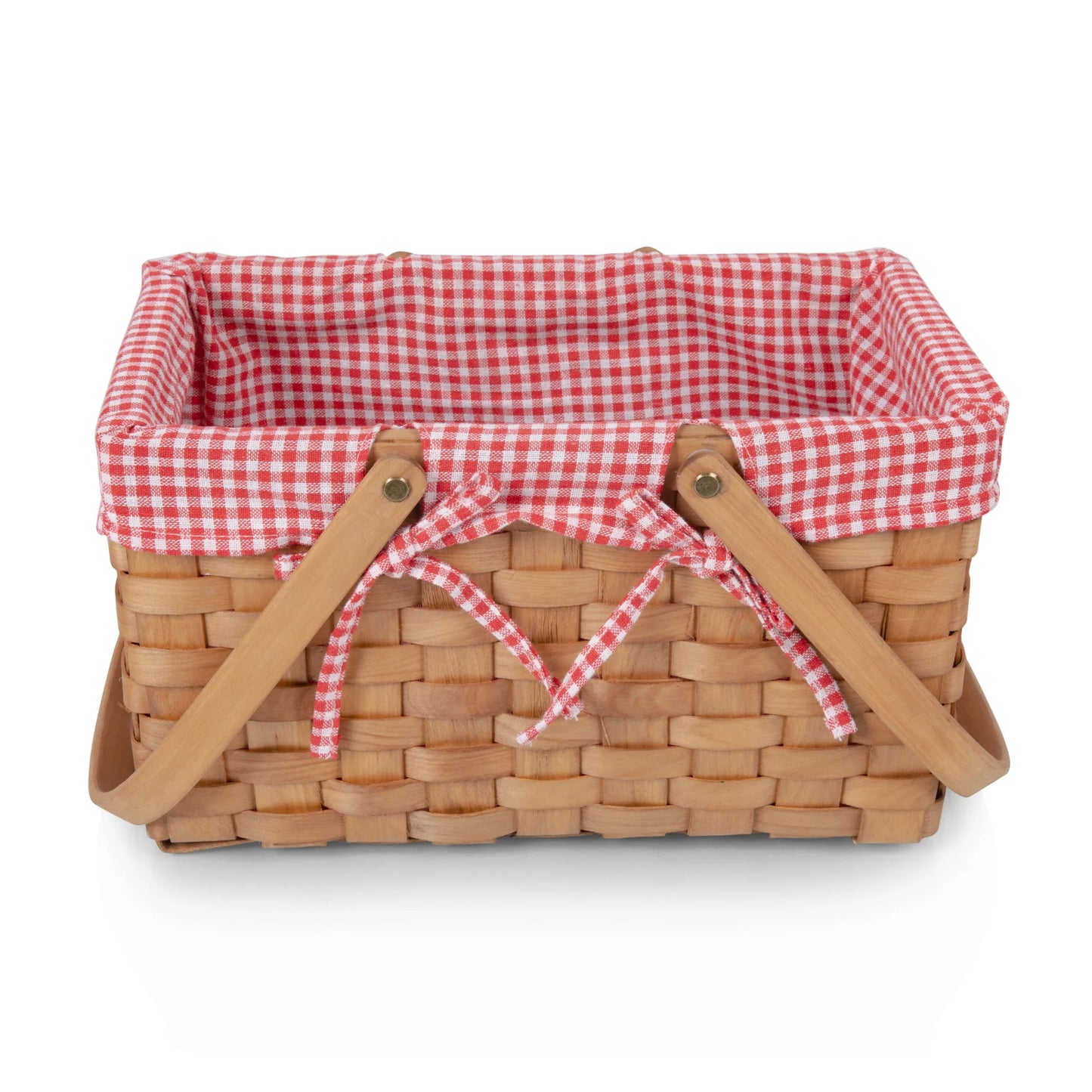 Farmhouse Basket - Red and White Gingham Basket Empty image 3