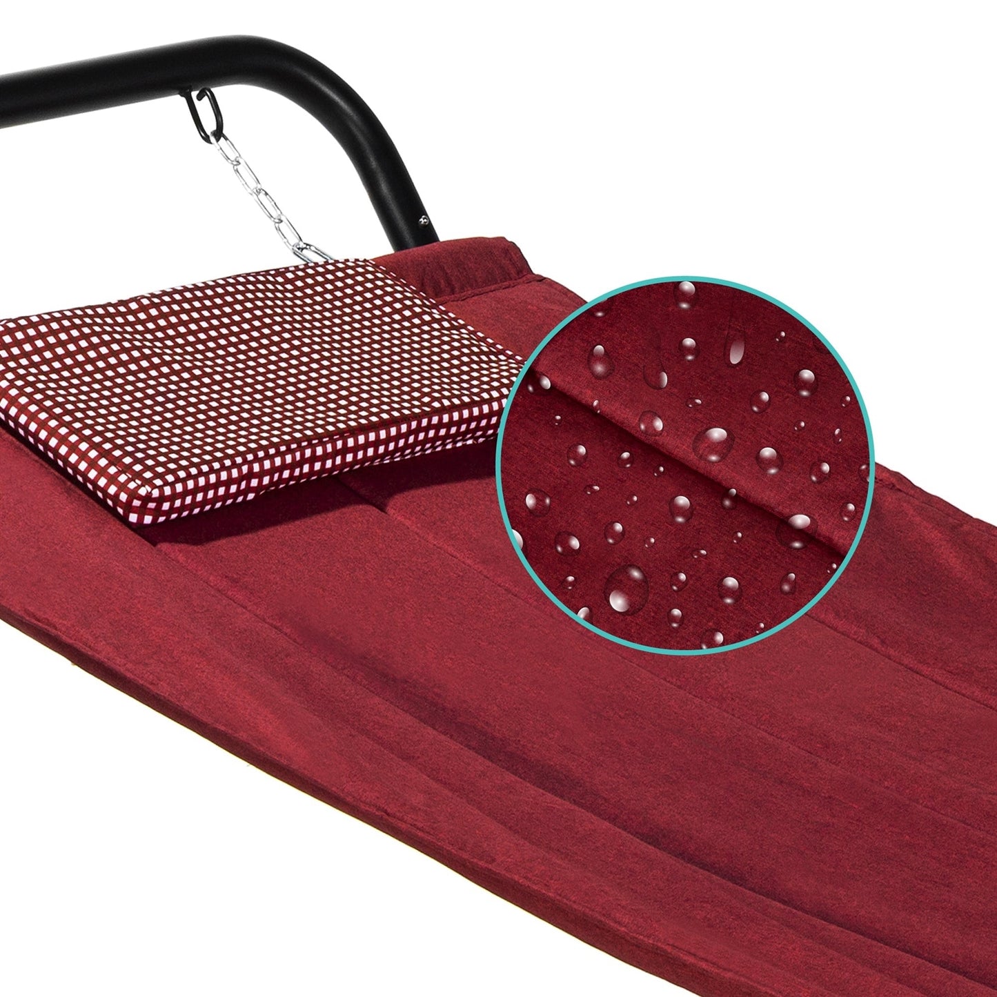 Red Waterproof Patio Hammock w/ Stand Pillow Storage Pockets image 2