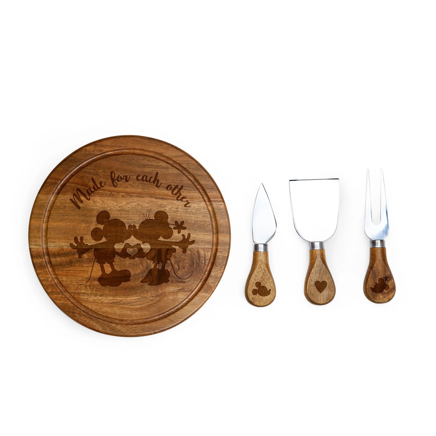 Mickey & Minnie Mouse - Acacia Brie Cheese Cutting Board & Tools Set