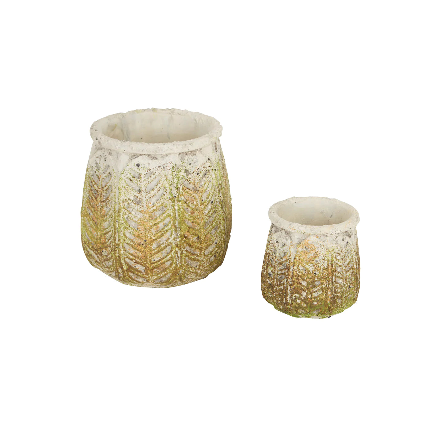 Ancient Leaf Cement Flower Pot Set/2 image 1