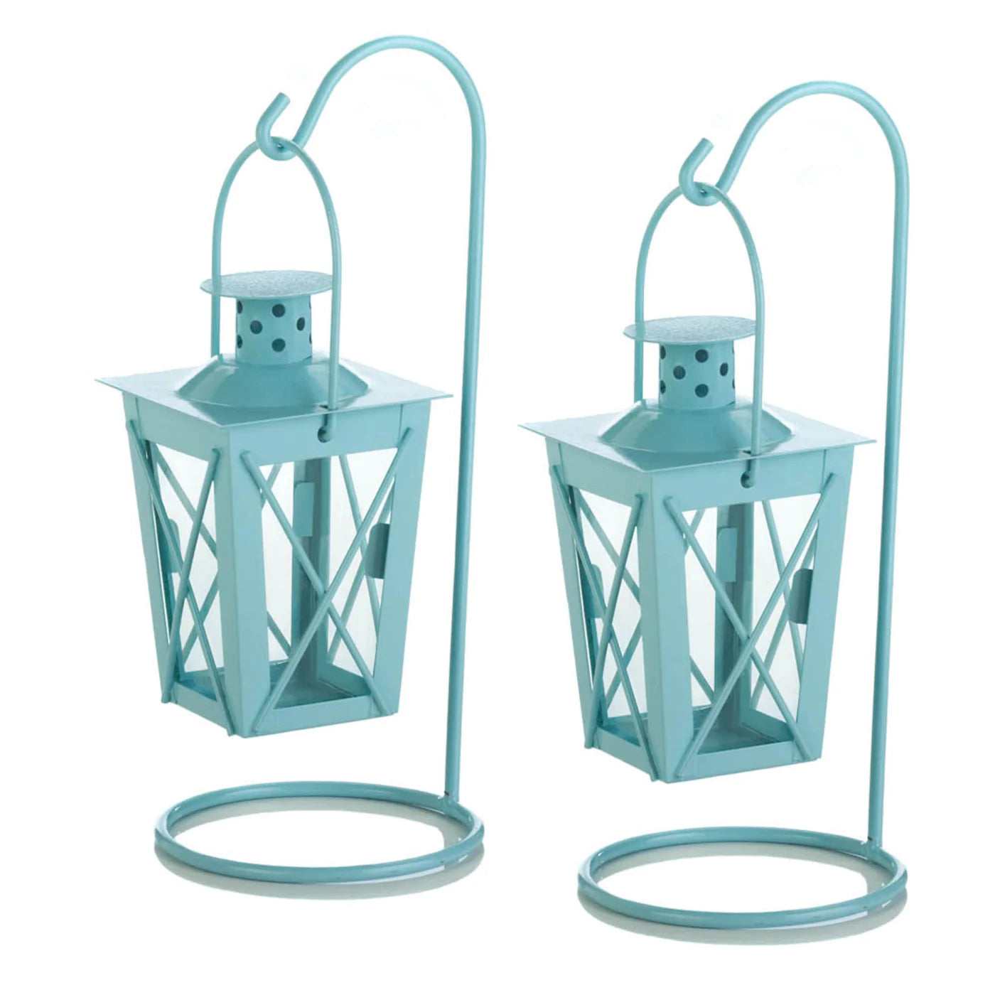 Baby Blue Hanging Railroad Lantern Pair image 0