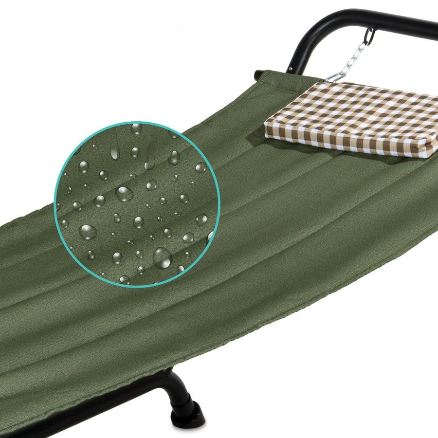 Green Waterproof Patio Hammock w/ Stand Pillow Storage Pockets image 2