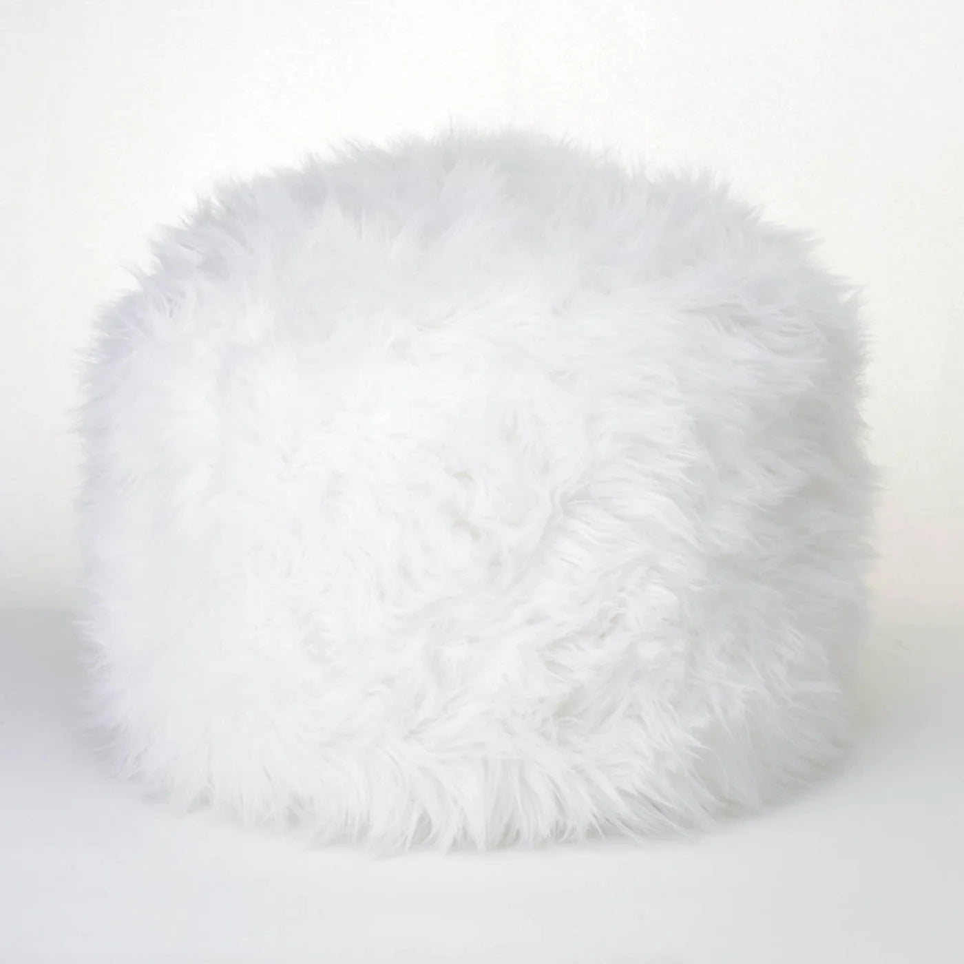 Fuzzy White Ottoman Pouf image 1