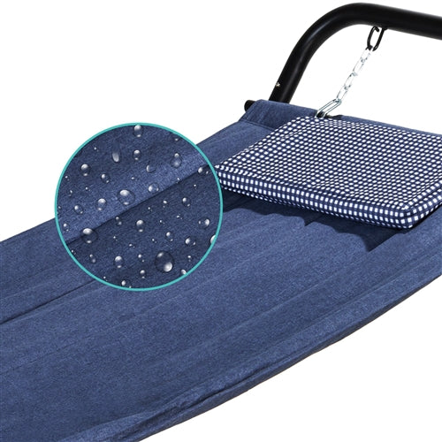 Blue Waterproof Patio Hammock w/ Stand Pillow Storage Pockets image 2
