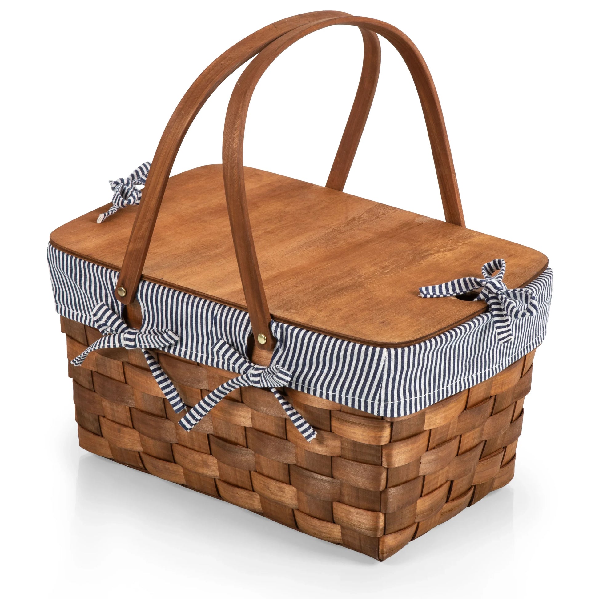 Kansas Handwoven Wood Picnic Basket image 1