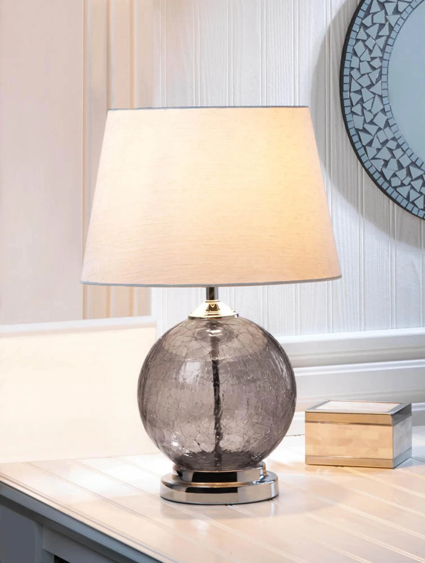 Grey Cracked Glass Table Lamp image 2