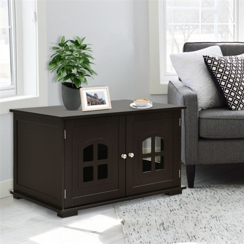 Dark Brown Modern Large Ventilated Private Divider Cat Litter Box image 2