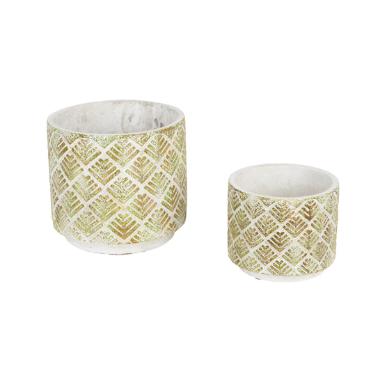 Abstract Gold and White Cement Flower Pot Set/2 image 0