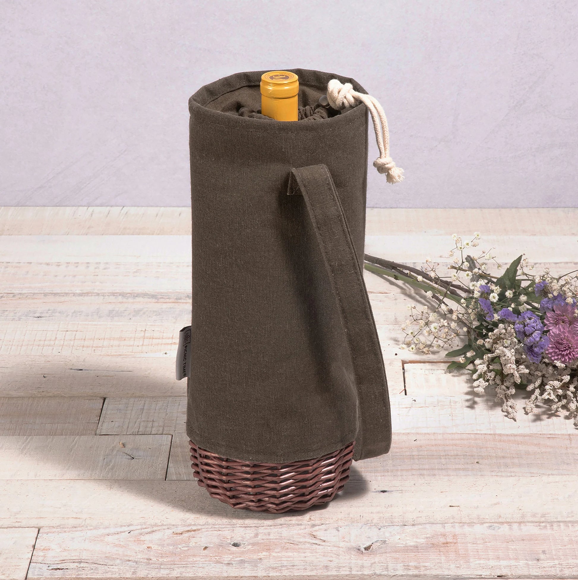 Malbec Insulated Canvas and Willow Wine Bottle Basket image 3
