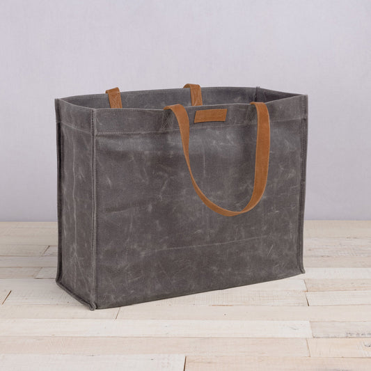 Market Waxed Canvas Tote with Leatherette Handles image 0