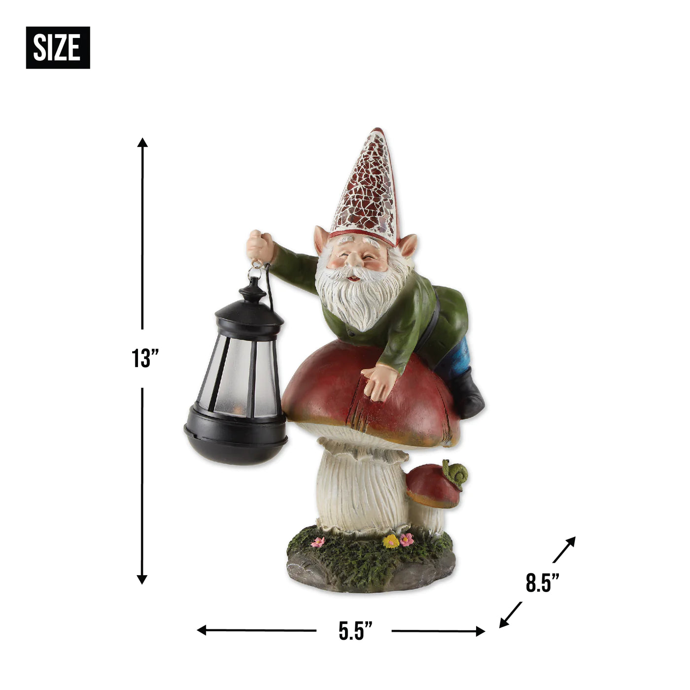 Gnome On Mushroom Solar Statue image 3