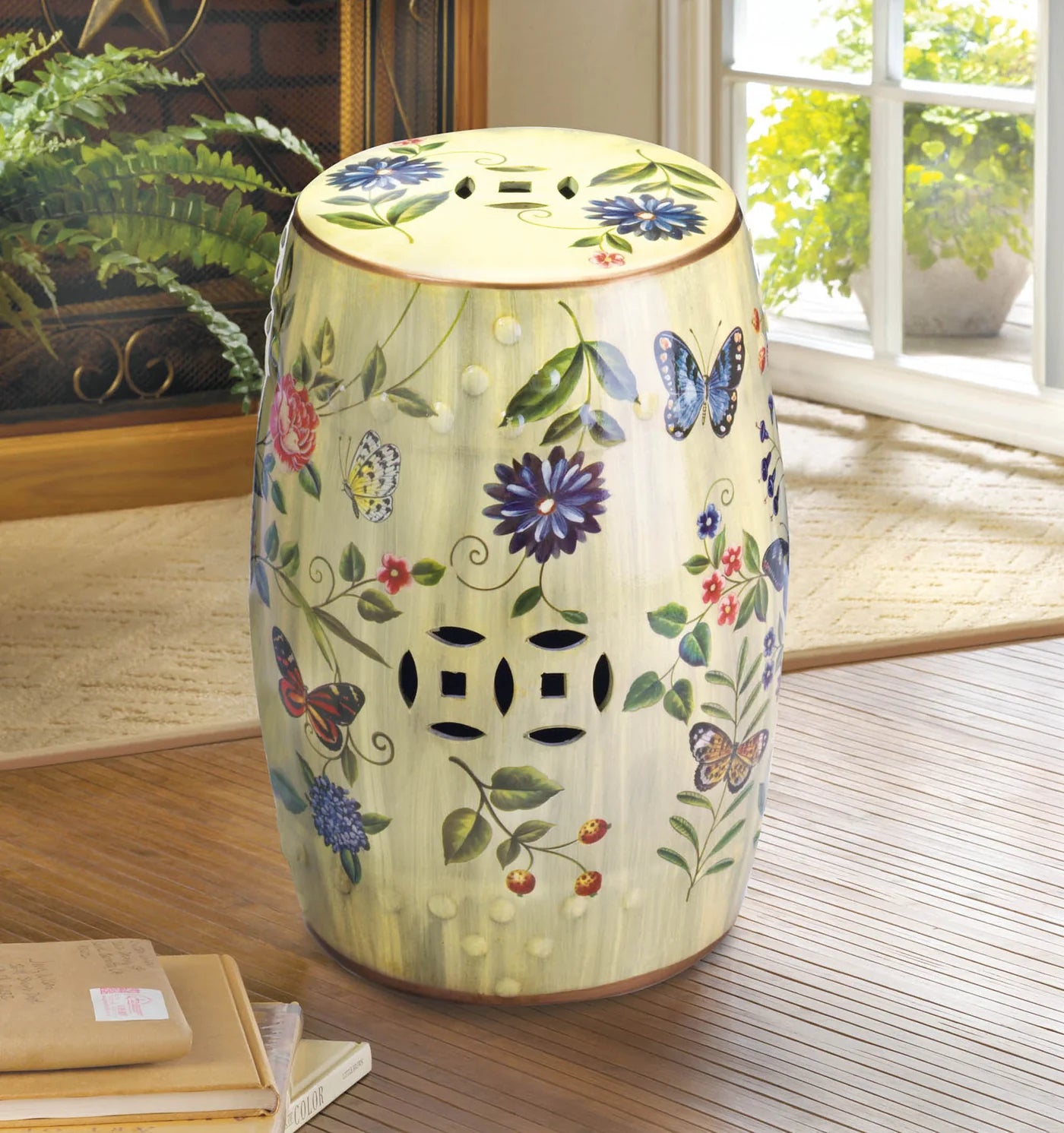 Butterfly Garden Ceramic Stool image 2