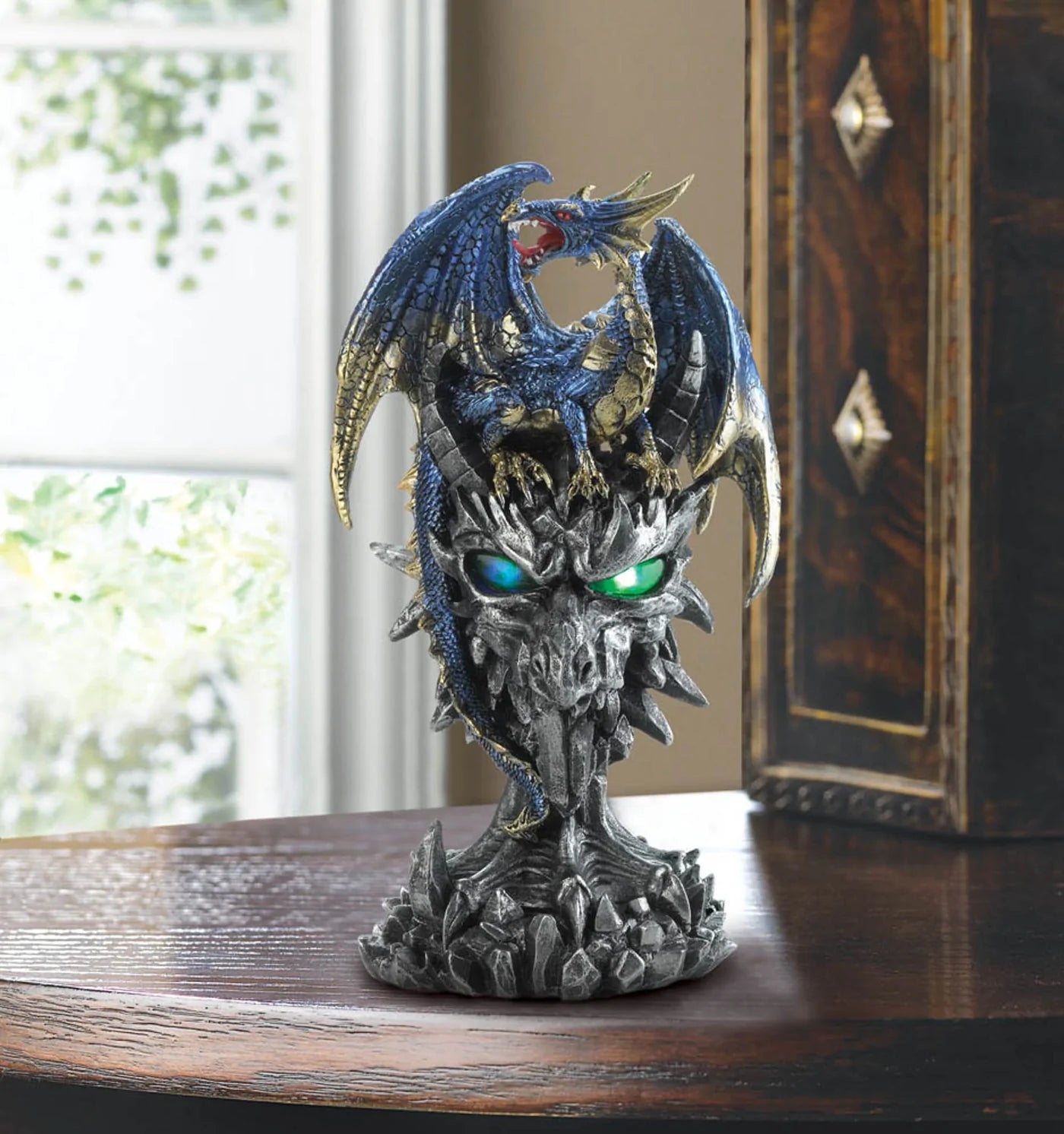 Light Up Blue Dragon Warrior Statue image 2