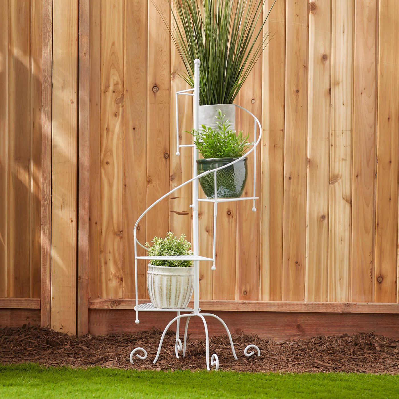 White Spiral Showcase Plant Stand image 2