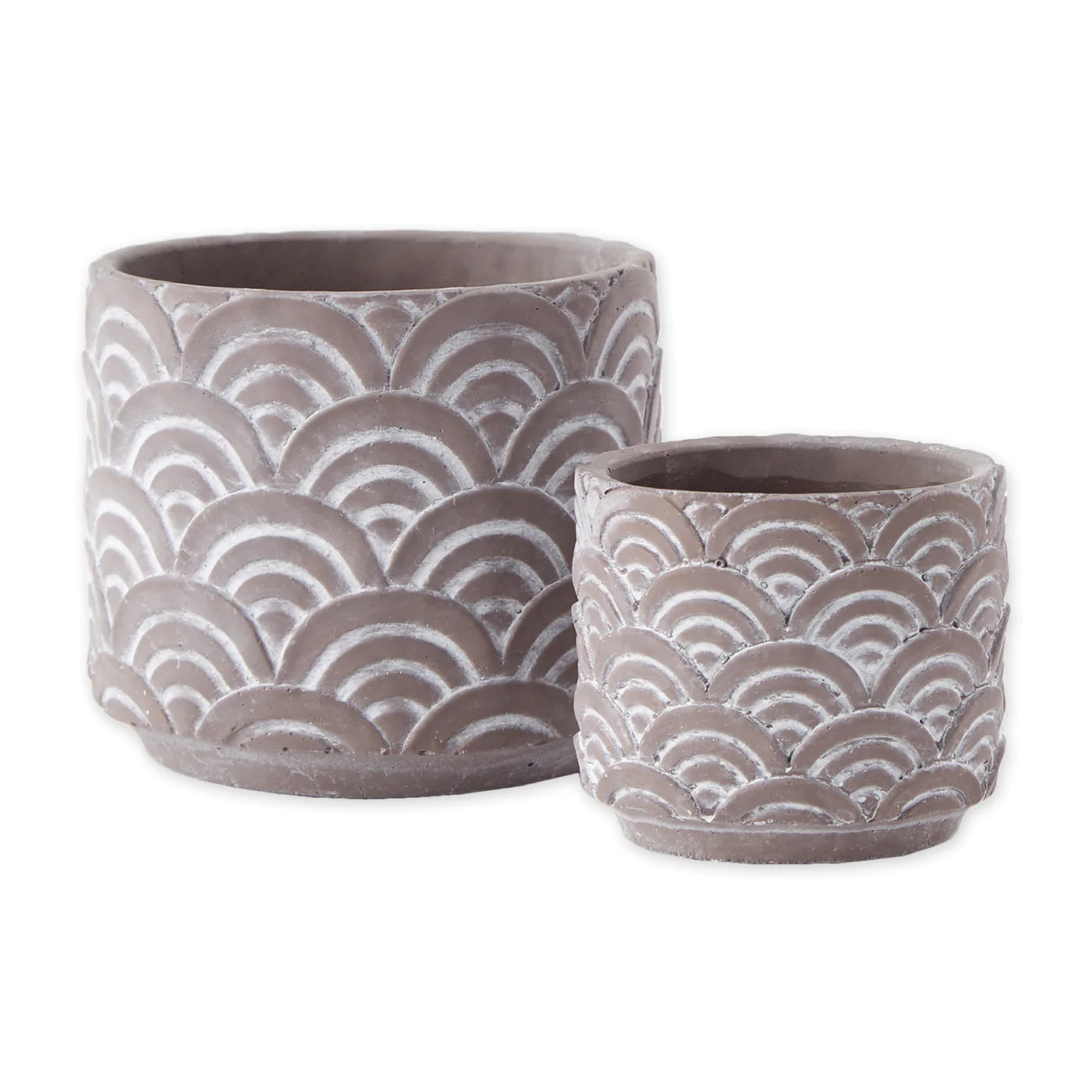 Black Scalloped Cement Flower Pot Set/2 image 0