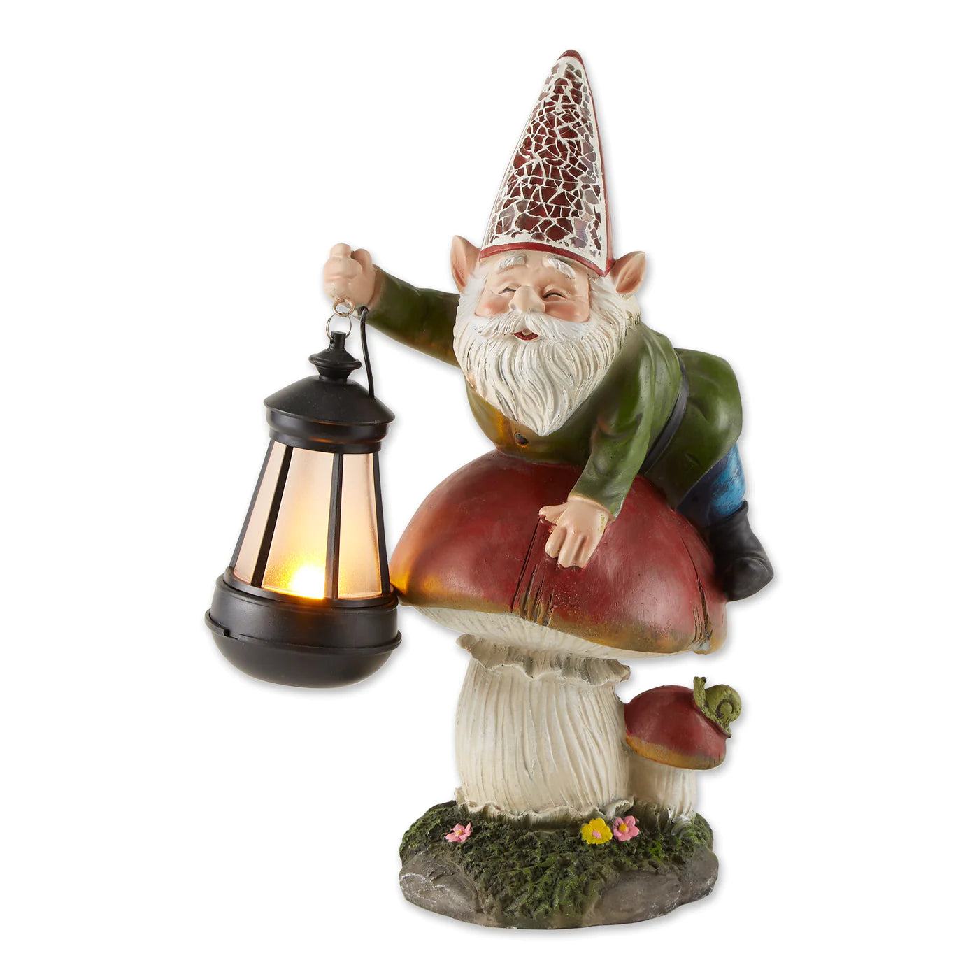 Gnome On Mushroom Solar Statue image 2