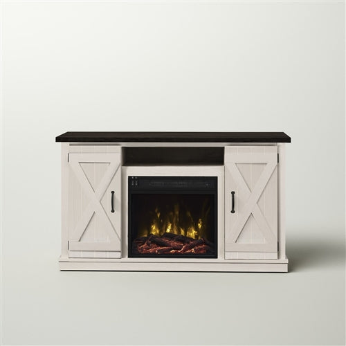 FarmHouse Rustic Ivory/Espresso TV Entertainment Electric Fireplace image 2