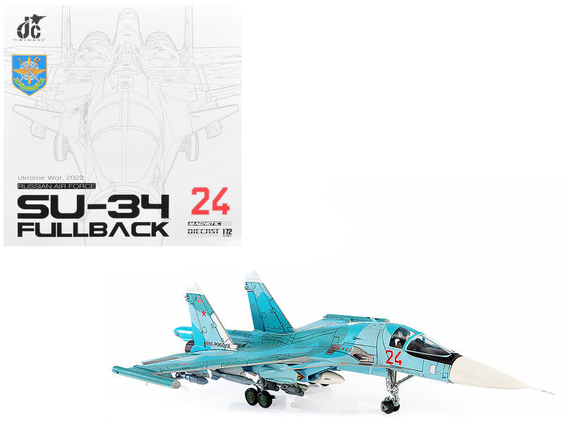 SU-34 Fullback Fighter Plane "Russian Air Force Ukraine War 2022" with Display Stand Limited Edition to 600 pieces Worldwide 1/72 Diecast Model by JC Wings image 1