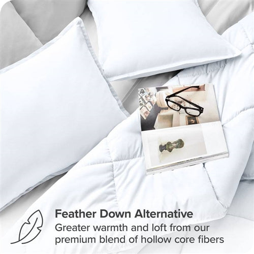Full size Super Soft Microfiber Down Alternative Comforter Set White