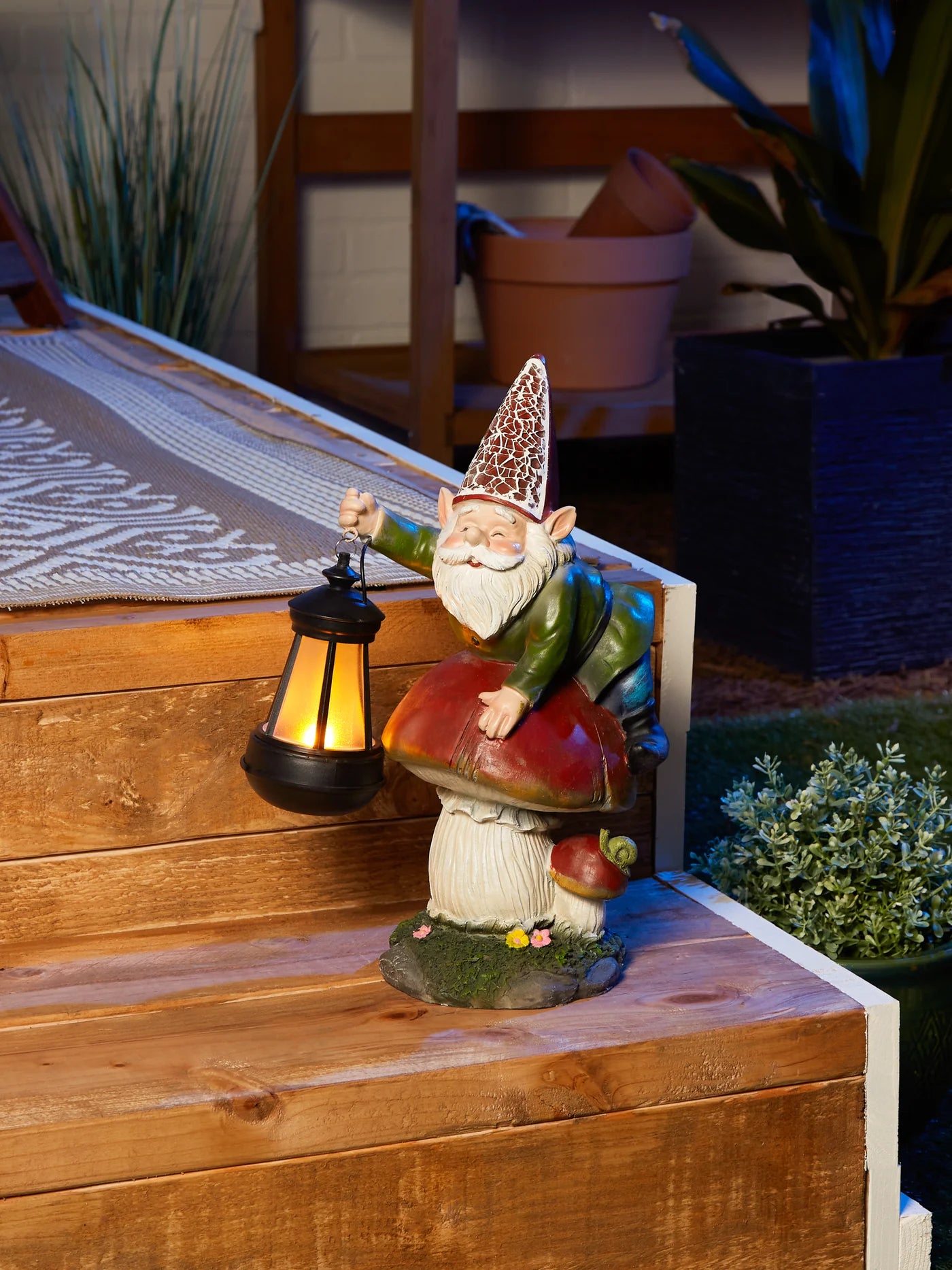Gnome On Mushroom Solar Statue image 4