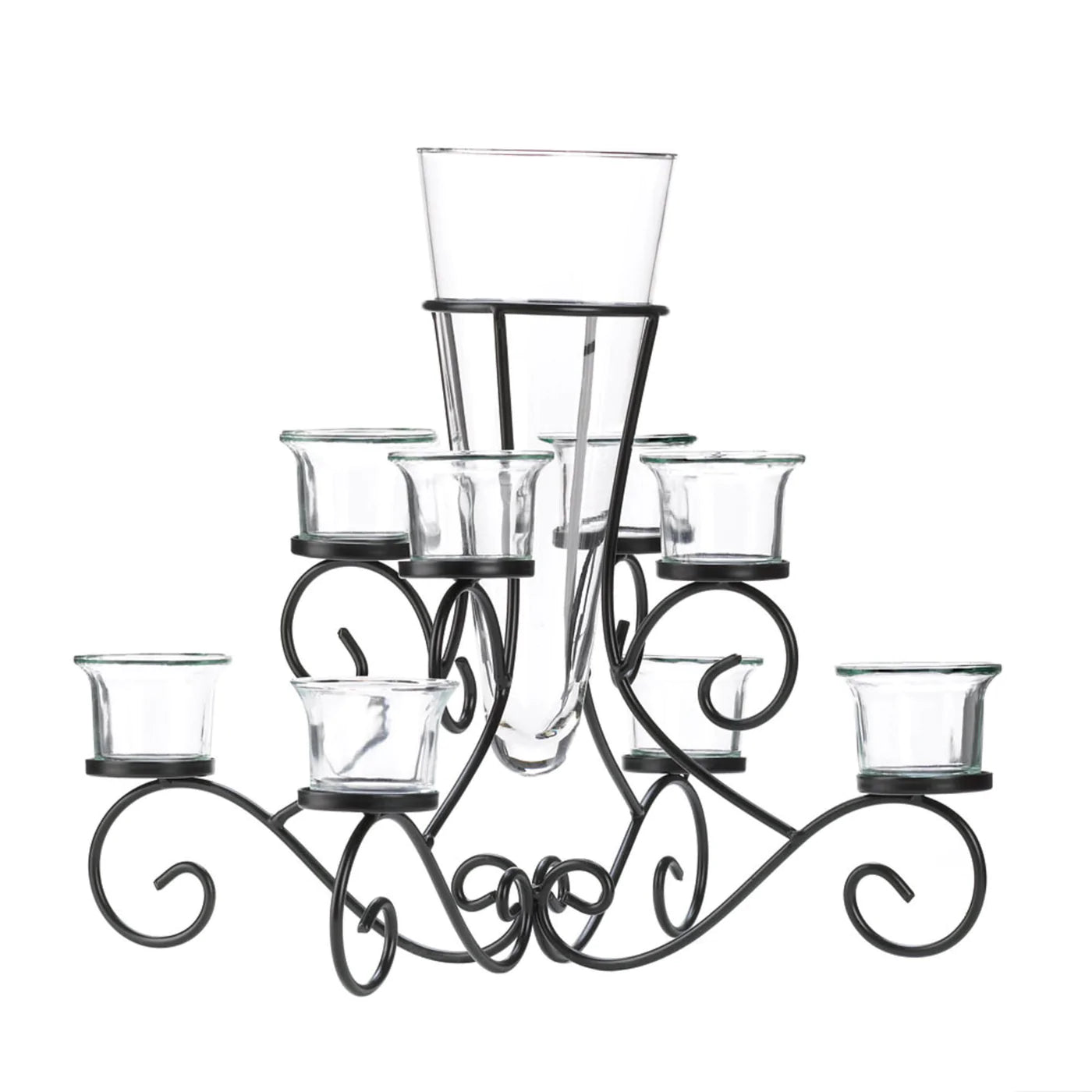 Scrollwork Candle Stand with Vase image 1