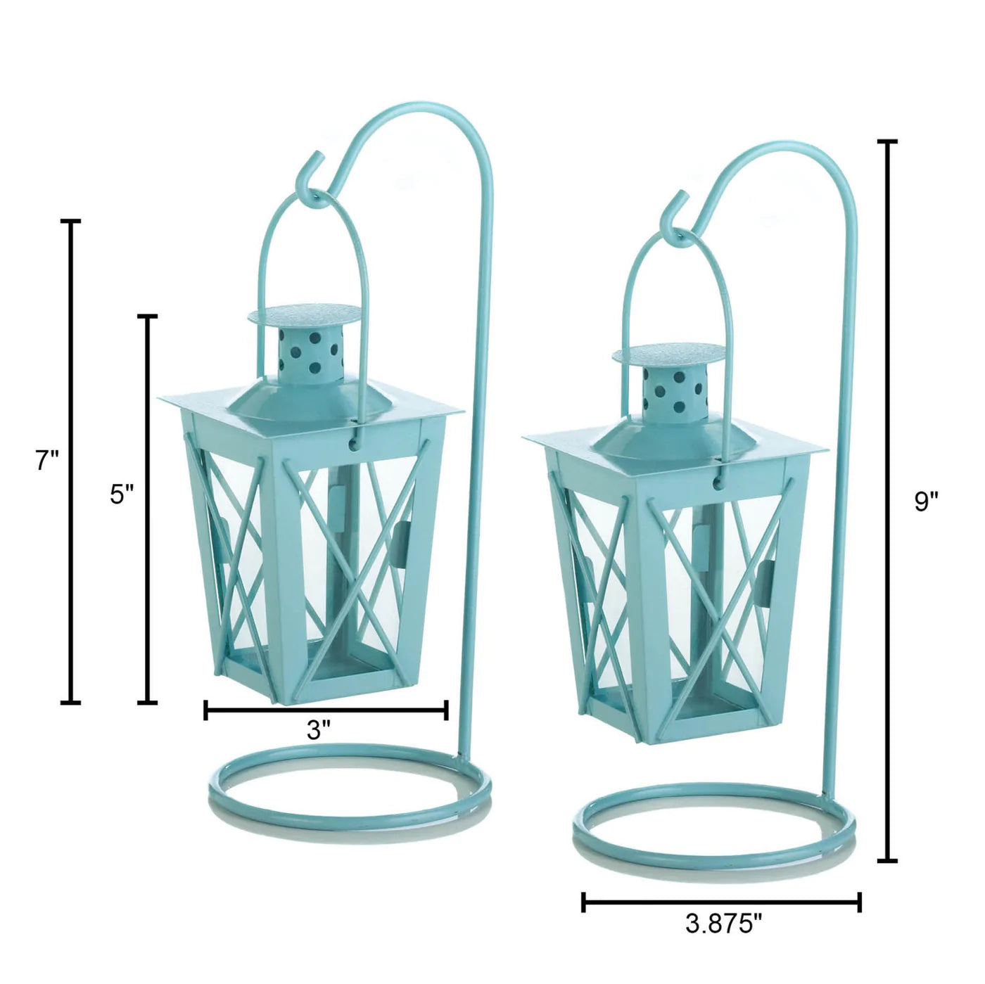 Baby Blue Hanging Railroad Lantern Pair image 2