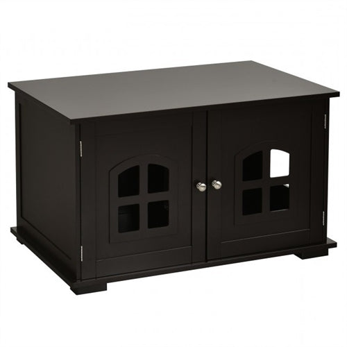 Dark Brown Modern Large Ventilated Private Divider Cat Litter Box image 1