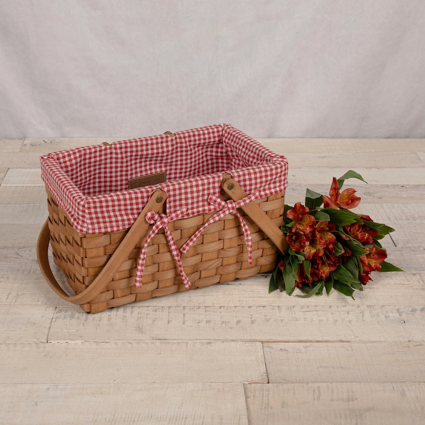 Farmhouse Basket - Red and White Gingham Basket Empty image 0