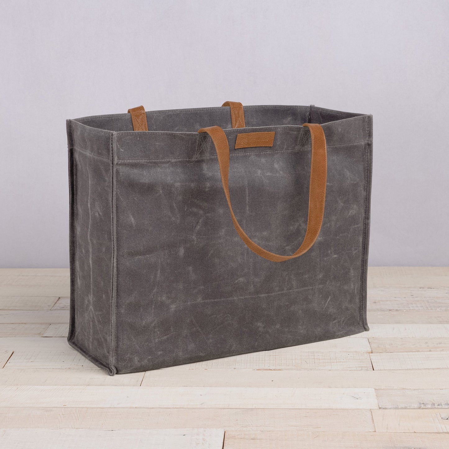 Market Waxed Canvas Tote with Leatherette Handles image 1