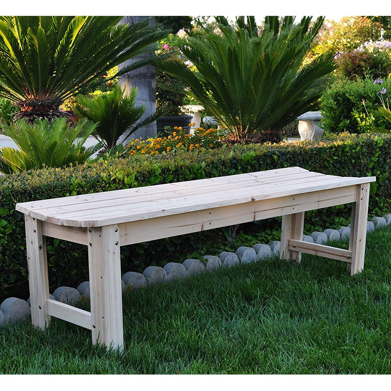 5-Ft Backless Garden Bench in Natural Yellow Cedar Wood image 3