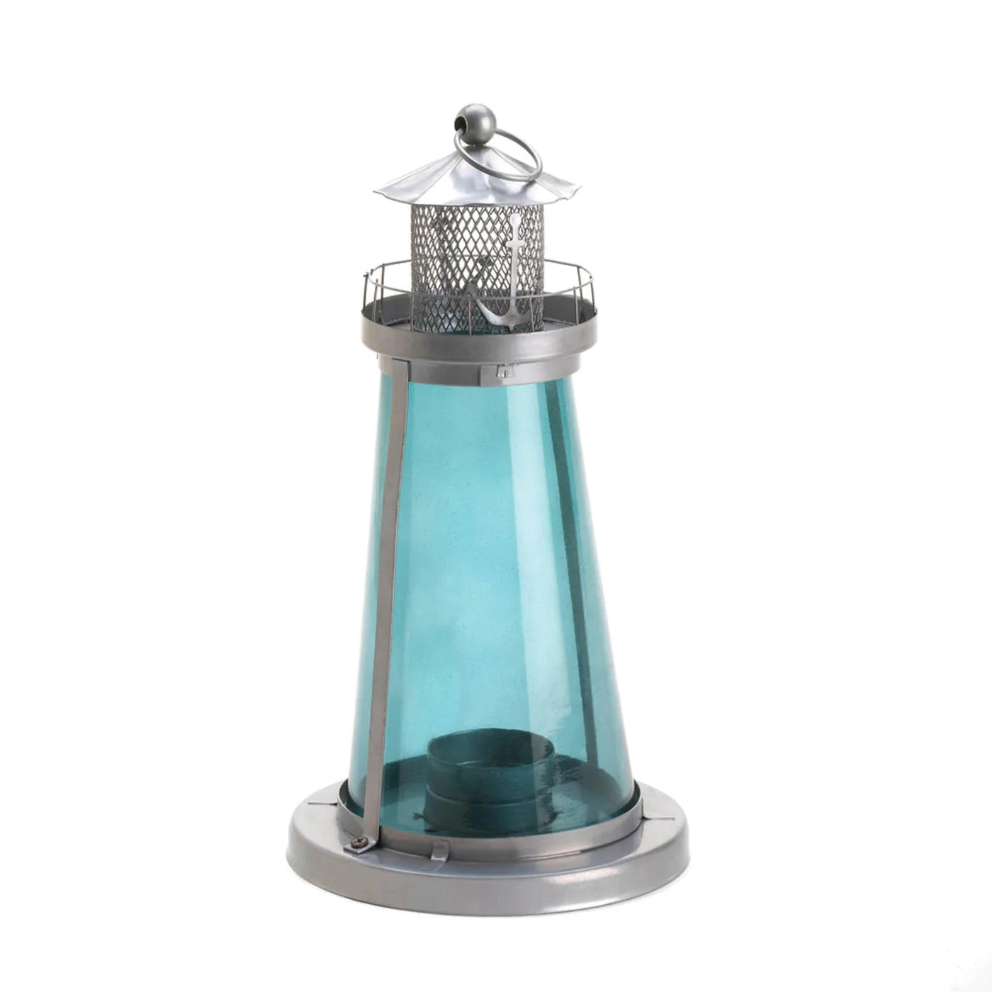 Blue Glass Watch Tower Candle Lamp image 0