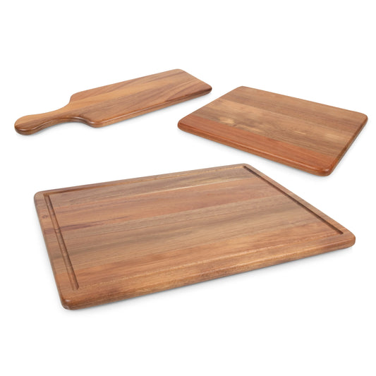 3-Piece Acacia Wood Charcuterie Board Set