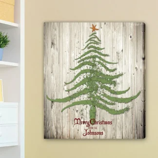 Personalized Vintage Christmas Tree Canvas Print