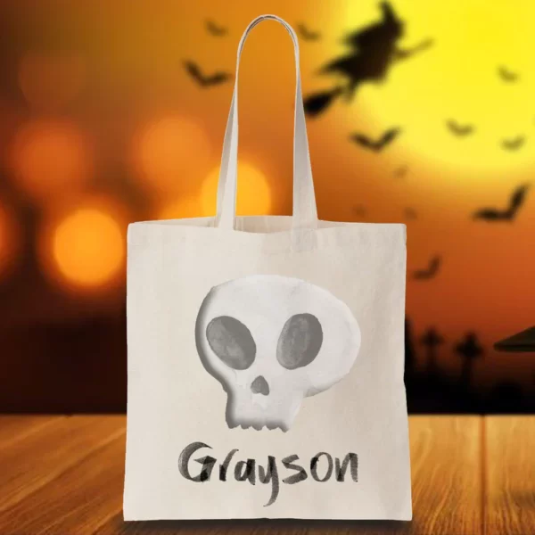 Personalized Skull Trick or Treating Tote