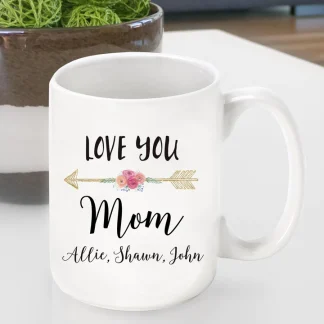 Personalized Ceramic Love You Coffee Mug - Mom - Grandma