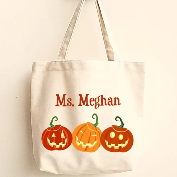 Personalized Halloween Canvas Trick-or-Treat Tote
