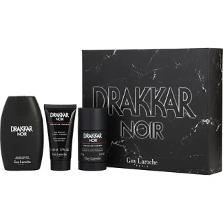 Drakkar Noir Eau De Toilette Spray 3.4 oz & Intense Cooling Deodorant Stick 2.5 oz & Shower Gel 1.7 oz