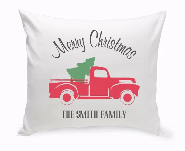 Red Christmas Truck Throw Pillow