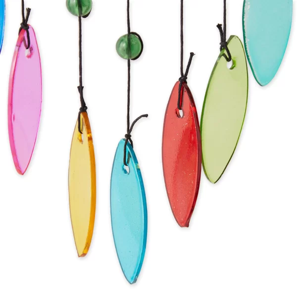 GLASS LEAVES WIND CHIME - DRAGONFLY IRON ORNAMENT